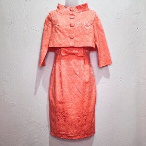 Lindy Bop Retro 2 PC 60s Pencil Dress Cropped Jacket Womens 6 Mad Men Pinup